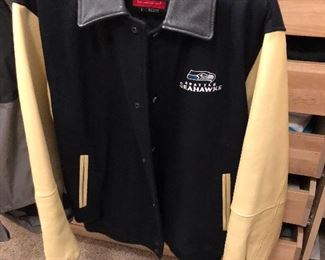 Leather wool Seahawks coat 