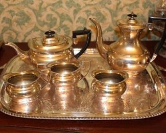 Silver plated tea service.  