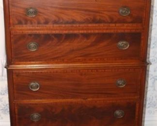 John Widdicomb mahogany banded chest of drawers.  