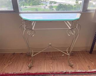 Wrought Iron and Glass Top Table https://ctbids.com/#!/description/share/220014