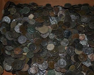 Real ancient Roman Coinage, 4th Cen. AD.  Constantine the Great, his family and all Roman Emperors from that time period.  I'll be glad to help you identify them.