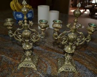 1920 Tiffany Heavy Bronze Candelabras, matching set. beautiful detail. 