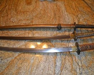 WWII Jap Swords.  Only 2 are left.  Captured by US Marines during the war.  Beautiful condition pieces of history.  The bottom sword has is makers signature on it.