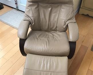 Jhorde ALL leather recliner and ottoman