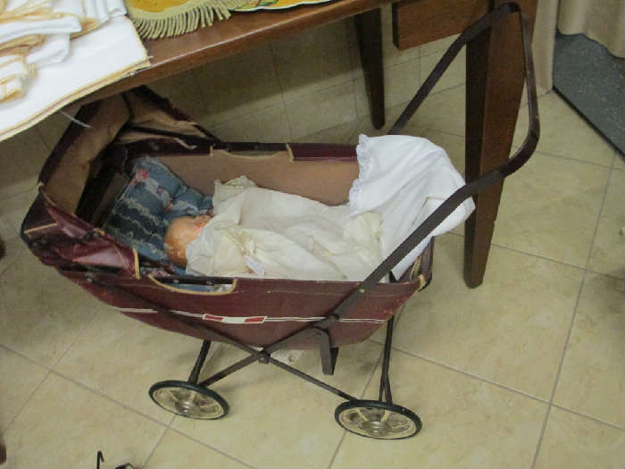 Vintage/Antique Baby Doll Carriage . Antique German Doll