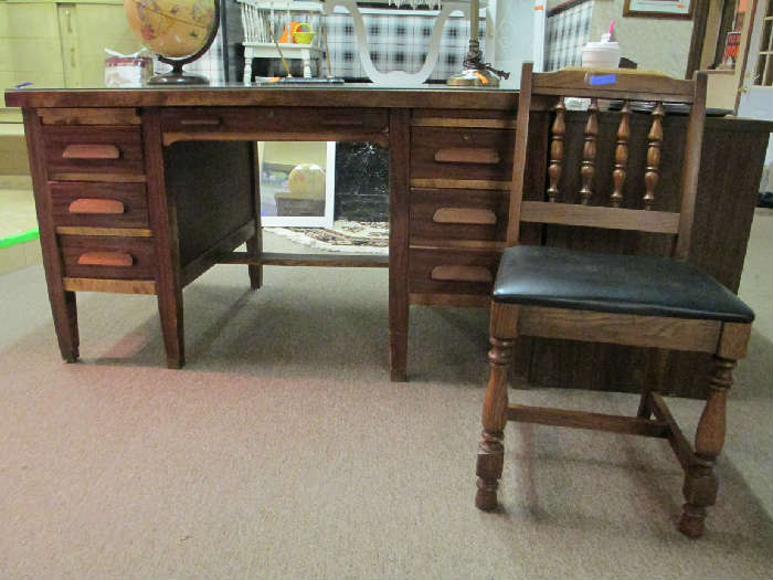 Very Nice Desk and Chair Set-- Vintage- Built Solid