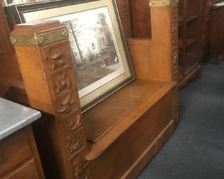 Mirrored Hall Entry Storage Carved Oak