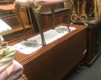 Cast Iron Leg Radio Bench / Large Drop Leaf Table