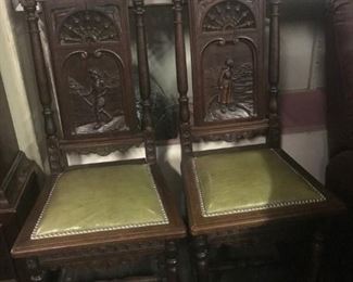 Ornate Mahogany King Queen carved Chairs