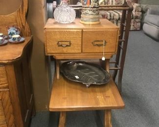 Ranch Oak End Table / Oak File Cabinet / Large German Stein 