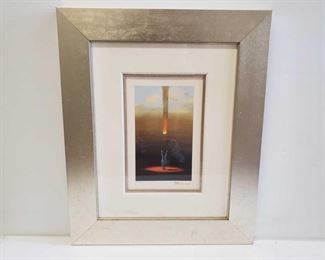 6906: Robert Deyber's "Catching Fire", Lithograph Print 202/275, Hand Signed
This Robert Deyber (1955-) print is #202 of 275 entitled, “Catching Fire,” a beautiful hand-signed limited-edition lithograph depicting a human image with outstretched arms reaching to catch a fireball. Another sampling of the humor that Deyber is famous for demonstrating in his works.