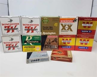 409: Approx. 510rds of 12Ga. Shotshell Ammunition
Five Boxes of Winchester Super-Speed 2 3/4" Shells, Seven boxes of Winchester Super-Target 2 3/4" Shells, Four Boxes Federal Steel Duck & Pheasant 3" BB Shot Shells, two boxes Remington Express Buckshot Loads 2 3/4" Shells, One box Remington Premier Nitro Sporting Clays 2 3/4" shells, one box Winchester Super Double X 3" Copperplated shot shells, one box Federal Classic 3" shot shells, one box Hevi-Shot 3 1/2" shot shells
For our California buyers, all ammo purchases require you to go through an instant background check. The ammo check can be done here at our Bid Fast and Last location in Hesperia, Ca. Ammo can be shipped in CA, but must go to an FFL with proper licensing.