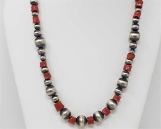 158: Heavy Handmade Native American Sterling Silver Neckalce with Blood Red Coral Stones 62.2g
Heavy Handmade Native American Sterling Silver Neckalce with Large Blood Red Coral Stones
Weighs approx 62.2g Measures approx. 24.5"
Low Estimate: 600.00
High Estimate: 750.00