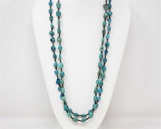 145: 2 Authentic Native American Heishi and Turquoise Nugget Necklaces with Sterling Silver Clasps
2 Authentic Native American Heishi and Turquoise Nugget Necklaces with Sterling Silver Clasps.. Wear Alone or Stack them up!!
Low Estimate: 100.00
High Estimate: 200.00