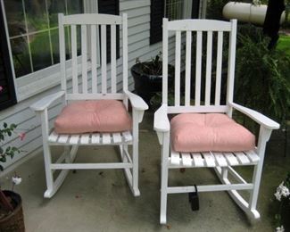 Pair of outdoors rocking chairs.