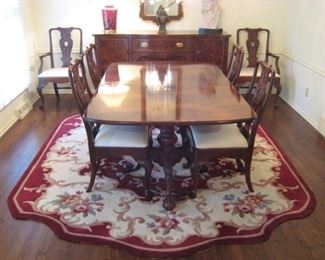Henredn mahogany dining room set with 6 carved chairs