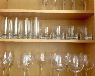 Tiffany "Optic" Stemware.  Fluted champagne, Burgundy Red glasses.  Orrefors barware.