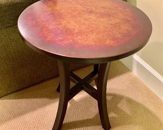 Crate and Barrel copper topped side table.  2 of 2.