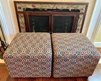 Pair of contemporary upholstered cubes
