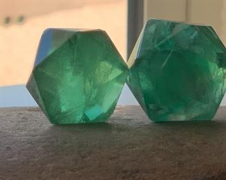 2 Green Tourmaline geometric cut stones	 	
