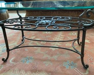 Heavy French Scroll Iron & Glass Coffee Table 	21x48x29in	HxWxD
