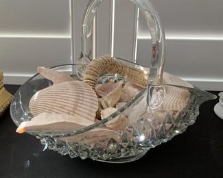 Crystal Glass Basket w/ Shells	 	
