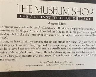 2 Lion Bookends Art Institute of Chicago Museum shop Lion	 