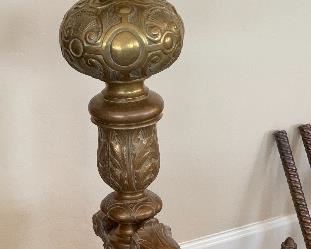 37in 1800s Brass Andirons Lion Head	37in H	
