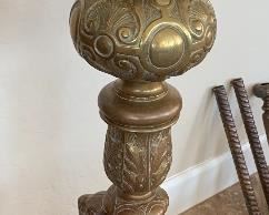 37in 1800s Brass Andirons Lion Head	37in H	
