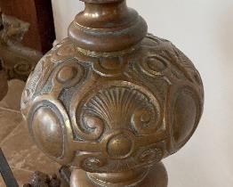 37in 1800s Brass Andirons Lion Head	37in H	
