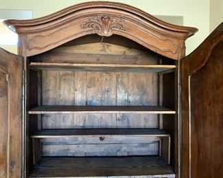 Antique French Walnut Armoire/Cupboard/wardrobe 	99” x 64” 28in	HxWxD
