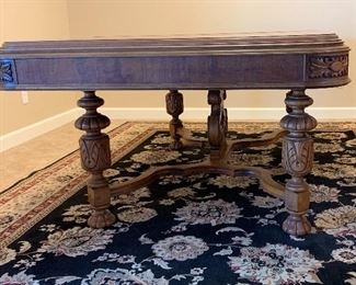 Antique Carved Wood  Dining Table w/ 6 chairs	31x45x62-79-90	HxWxD
