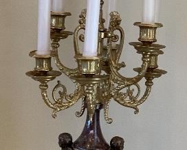 Imperial Brevettato Italy 3pc Bronze Clock w/ Candelabras Franz Hermle	24in h	
