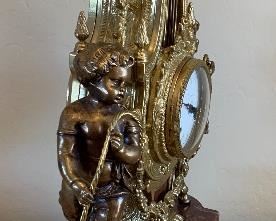 Imperial Brevettato Italy 3pc Bronze Clock w/ Candelabras Franz Hermle	24in h	
