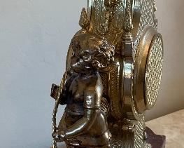 Imperial Brevettato Italy 3pc Bronze Clock w/ Candelabras Franz Hermle	24in h	
