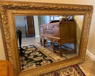 Huge Gold Frame Windsor  Mirror	50in H x61.5in W	
