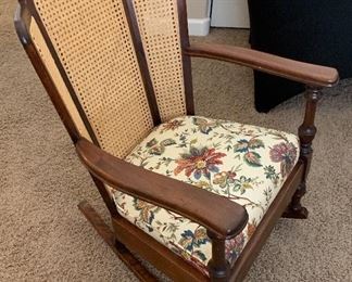 Vintage Cane Back Rocking Chair 	 	
