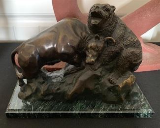 Paloma Bull & Bear Bronze Sculpture 	8.5in H	
