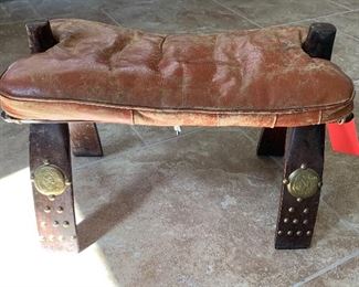 Vintage Egyptian Camel Saddle footstool 	24x12x15	HxWxD