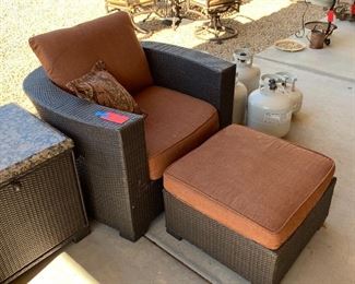 Halloran Patio Chair and Ottoman with Sunbrella Cushions #4