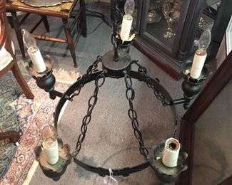 Vintage Black Metal Chandelier
