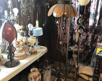 Antique Lamps Galore! Pole lamps, Brass, Gone with Wind , MCM , Figural 