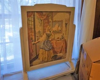 Needlepoint summer fireplace screen