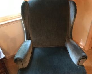 Blue wing back chair