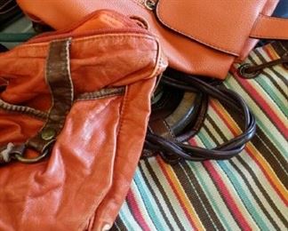 tbs orange leather handbags