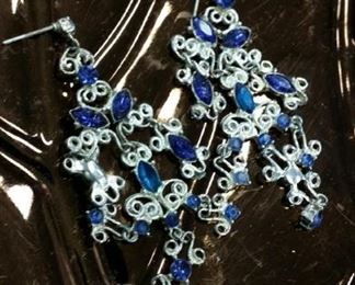 tbs blue stone chandelier earrings