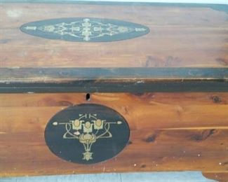 tbs antique cedar chest with Art Nouveau motif