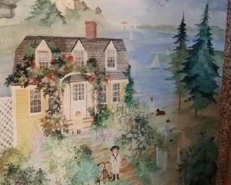 tbs Victorian summer cottage oil painting
