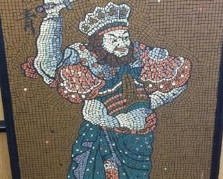 tbs large Chinese framed paper mosaic warlord