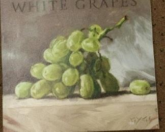 tbs small original oil painting of white grapes